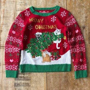 NWOT 33 Degrees Ugly Christmas Cat Sweater M(7/8)